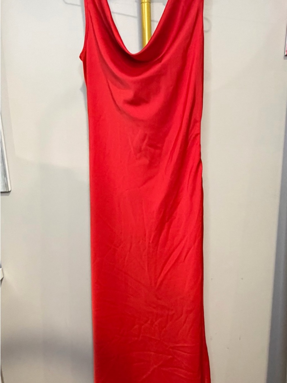 Commense Red Cowl Neck Maxi Dress